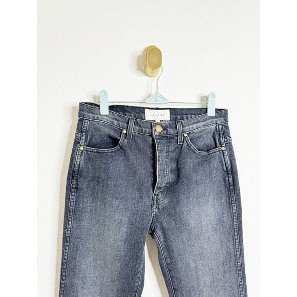 THE GREAT. The Nerd Black Button Fly Flare Crop Denim Jeans US 27 - Picture 6 of 9